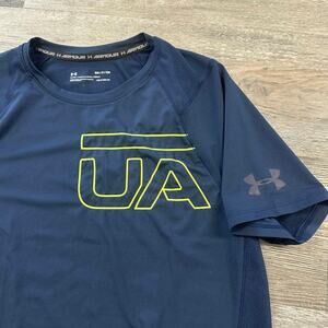 NWT Under Armour UA Heatgear Blue Mens Small  Fitted Shirt Sporty Gym Workout‎
